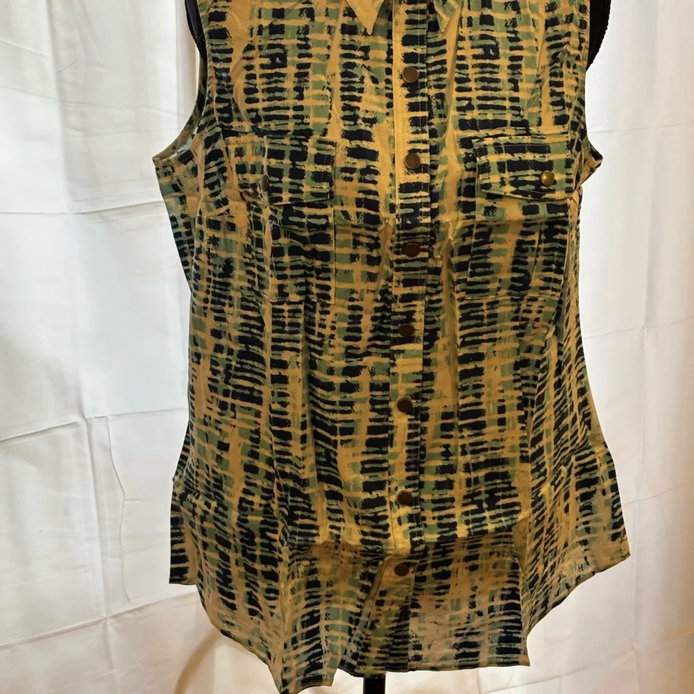 LuLaRoe Sleeveless Roxanne Blouse - Black and Tan - Picture 1 of 1